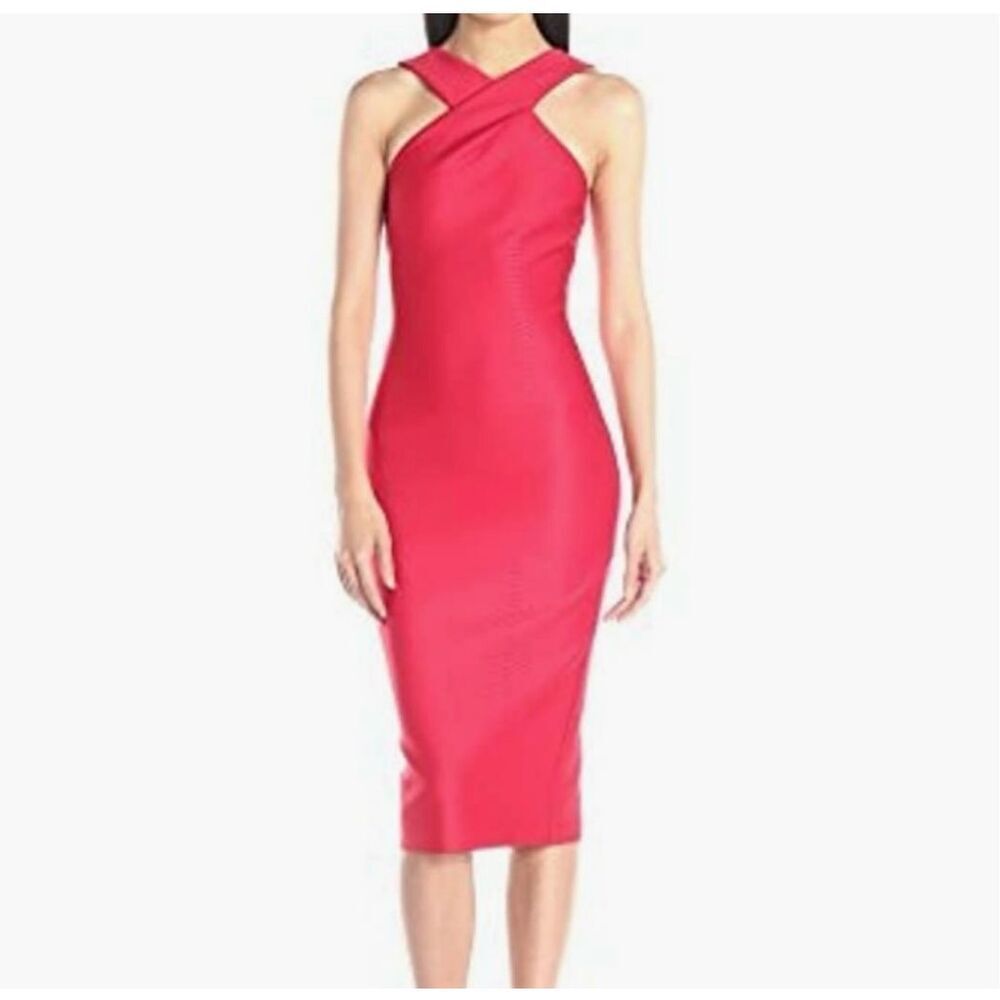 Ted Baker Red Erskine Snake Jacquard Midi Dress Women’s 3 US 8 Cocktail Sheath